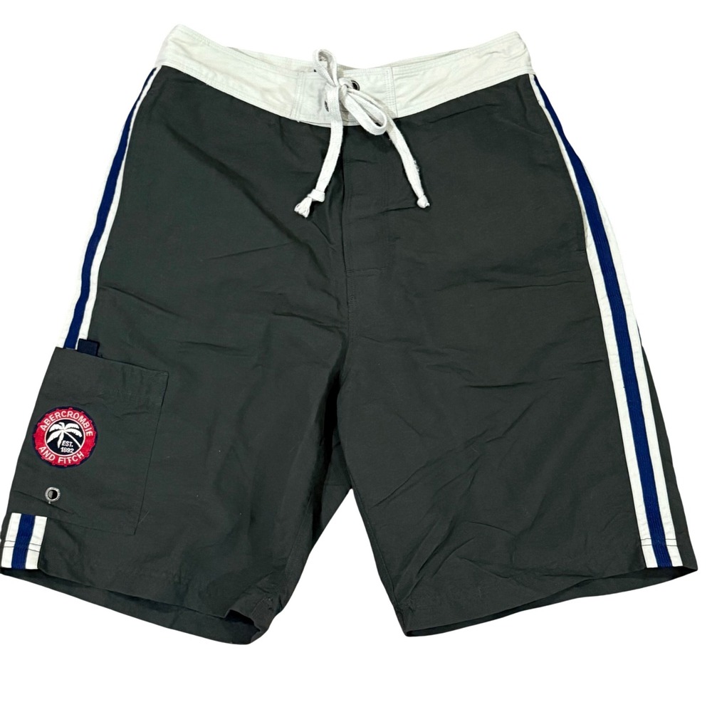 Vintage‎ Y2K Abercrombie Fitch Men's green Gray Cargo Board Shorts Sz 30 Swim 9"